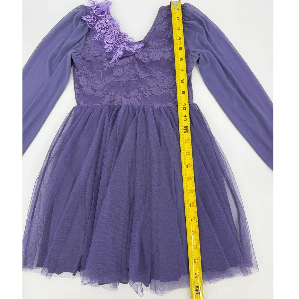 Weissman Showtime Purple Dance Costume Hear You Me Babydoll Dress Floral Lace